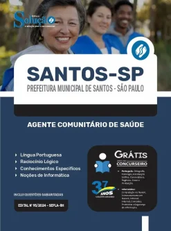 Download Apostila Prefeitura de Santos - SP em PDF 2024 - Agente Comunitário de Saúde