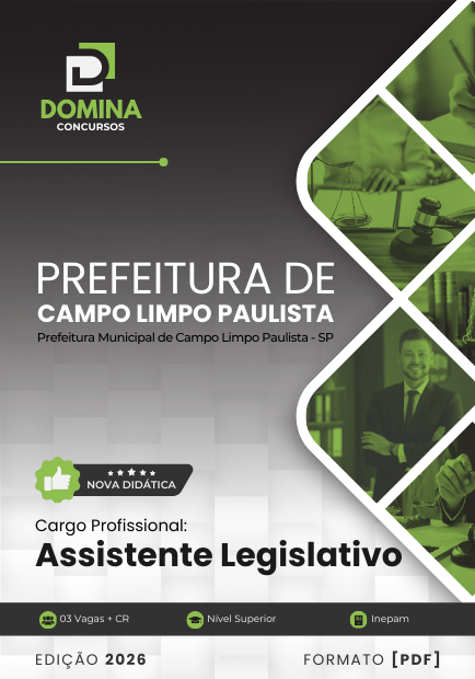 Apostila Assistente Legislativo Câmara Campo Limpo Paulista SP 2026 2 Apostila Assistente Legislativo Câmara Campo Limpo Paulista SP 2026