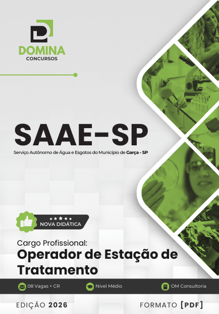 Apostila Operador de Estação de Tratamento SAAE Garça SP 2026 2 Apostila Operador de Estação de Tratamento SAAE Garça SP 2026
