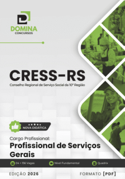 Concurso CRESS RS 2026: Edital! Salários de R$ 6.983 e 160 vagas! 3 Apostila Profissional de Serviços Gerais CRESS RS 2026