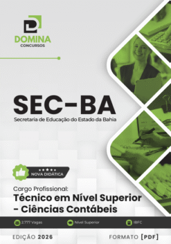 Concurso SEC BA 2026: 2.777 vagas e salários de R$ 5,1 mil! 12 Apostila Técnico Nível Superior Ciências Contábeis SEC BA 2026