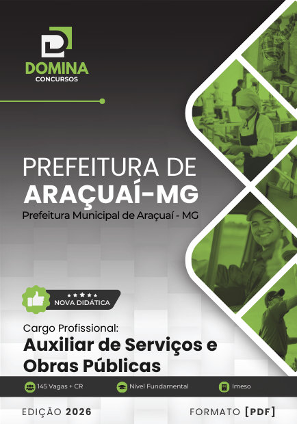 Apostila Auxiliar de Serviços e Obras Públicas Araçuaí MG 2026 1 Apostila Auxiliar de Serviços e Obras Públicas Araçuaí MG 2026