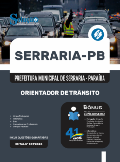 Apostila Prefeitura de Serraria-PB 2026 - Orientador de Trânsito