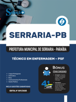 Apostila Prefeitura de Serraria-PB 2026 - Técnico em Enfermagem - PSF
