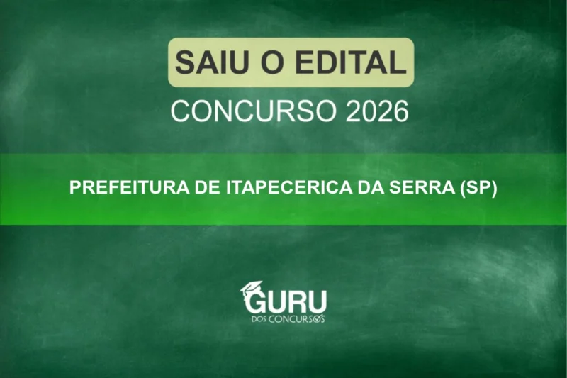 Concurso Itapecerica da Serra: Edital 10 vagas com até R$5 mil! Inscreva-se
