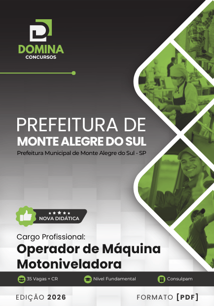 Operador de Máquina Motoniveladora Monte Alegre do Sul SP | Apostila 2026 1 Operador de Máquina Motoniveladora Monte Alegre do Sul SP | Apostila 2026
