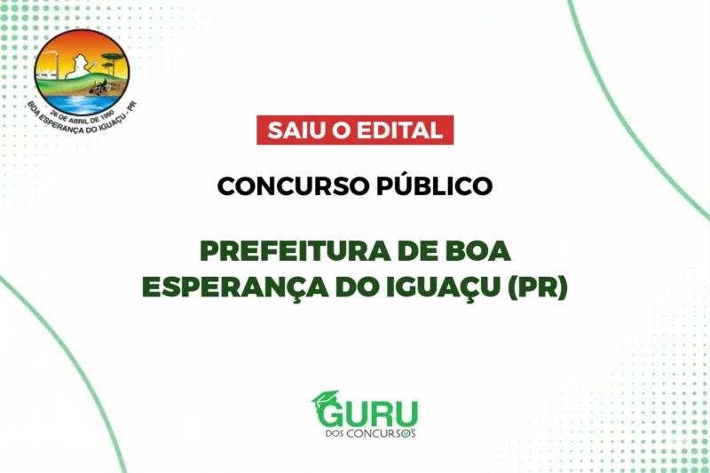 Prefeitura de Boa Esperança do Iguaçu (PR): Edital publicado salários de até R$7.321! 1 Concurso Prefeitura de Boa Esperança do Iguaçu (PR): Edital publicado salários de até R$7.321!