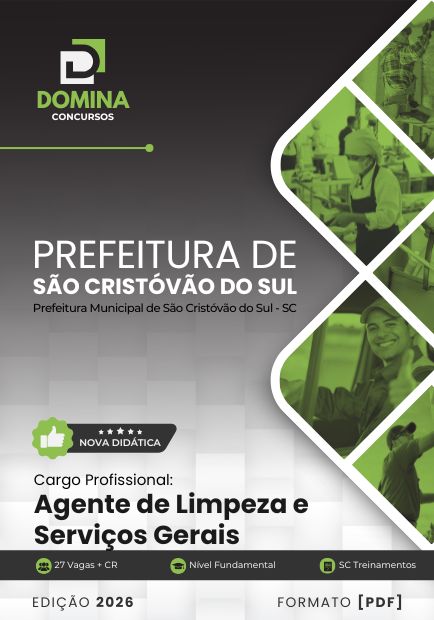 Agente de Limpeza e Serviços Gerais São Cristóvão do Sul SC | Apostila 2026 1 Agente de Limpeza e Serviços Gerais São Cristóvão do Sul SC | Apostila 2026