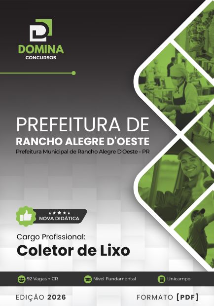 Coletor de Lixo Rancho Alegre D’Oeste PR | Apostila 2026 1 Coletor de Lixo Rancho Alegre D’Oeste PR | Apostila 2026