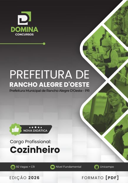 Cozinheiro Rancho Alegre D’Oeste PR | Apostila 2026 1 Cozinheiro Rancho Alegre D’Oeste PR | Apostila 2026