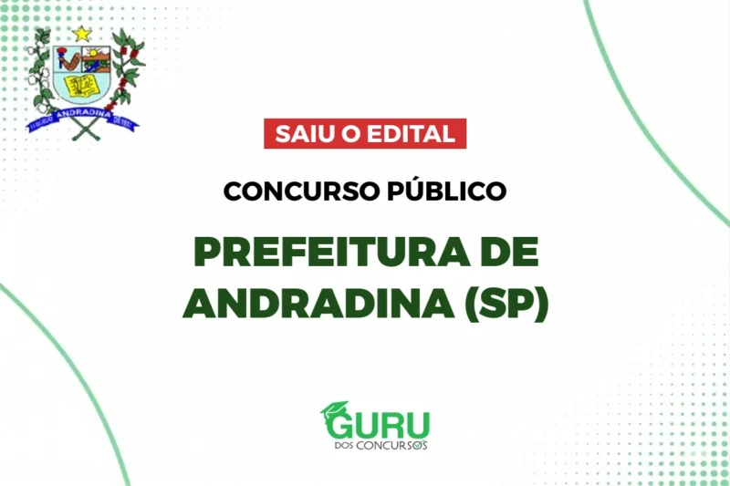 Concurso Prefeitura de Andradina SP: Edital Publicado! Salários até R$ 6,5 mil 1 Concurso Prefeitura de Andradina: Edital Publicado! Salários até R$ 6,5 mil