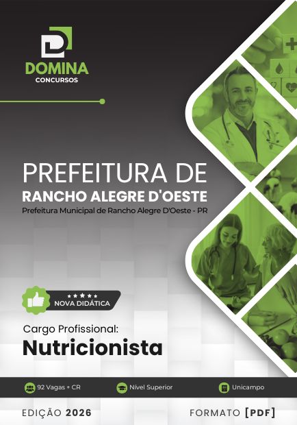 Nutricionista Rancho Alegre D’Oeste PR | Apostila 2026 1 Nutricionista Rancho Alegre D’Oeste PR | Apostila 2026