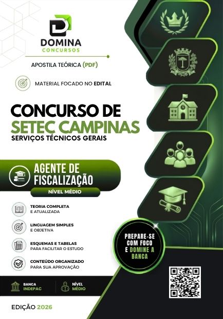 Agente de Fiscalização SETEC Campinas SP | Apostila 2026 1 Agente de Fiscalização SETEC Campinas SP | Apostila 2026