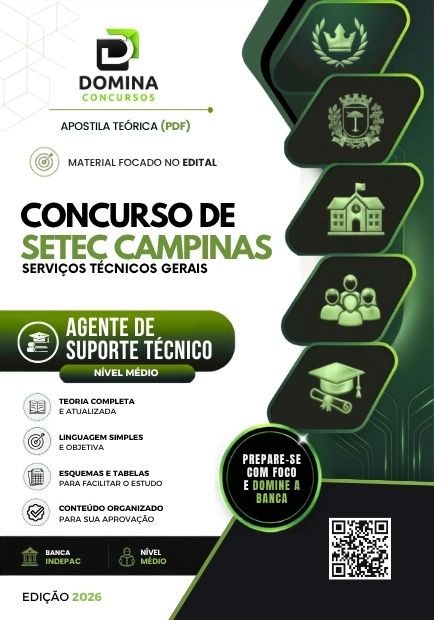 Agente de Suporte Técnico SETEC Campinas SP | Apostila 2026 1 Agente de Suporte Técnico SETEC Campinas SP | Apostila 2026