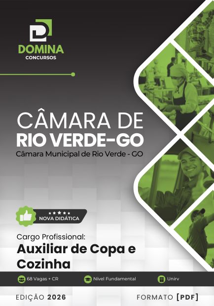 Auxiliar de Copa e Cozinha Câmara Rio Verde GO | Apostila 2026 1 Auxiliar de Copa e Cozinha Câmara Rio Verde GO | Apostila 2026