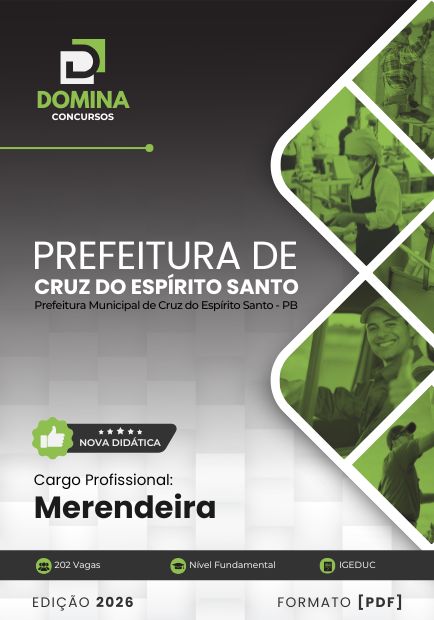 Merendeira Cruz do Espírito Santo PB | Apostila 2026 1 Merendeira Cruz do Espírito Santo PB | Apostila 2026
