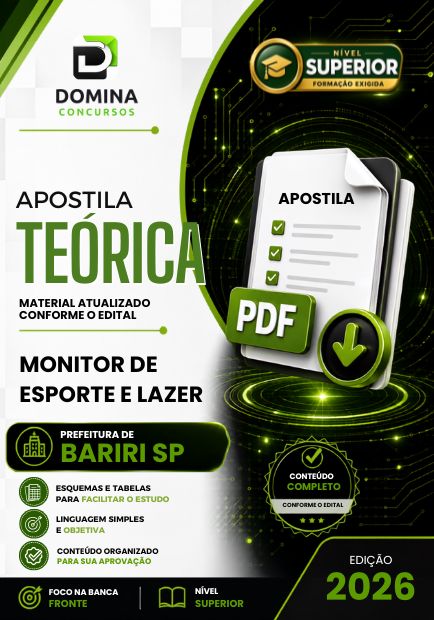 Monitor de Esporte e Lazer Prefeitura Bariri SP | Apostila 2026 1 Monitor de Esporte e Lazer Prefeitura Bariri SP | Apostila 2026