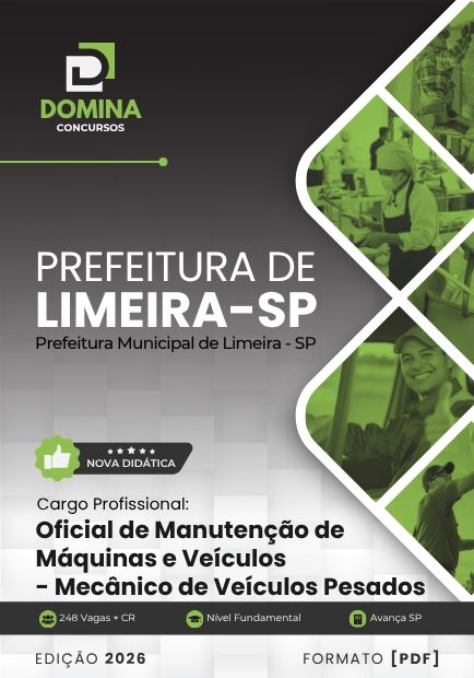 Oficial Manutenção Máquinas Mecânico de Veículos Pesados Limeira SP | Apostila 2026 1 Oficial Manutenção Máquinas Mecânico de Veículos Pesados Limeira SP | Apostila 2026