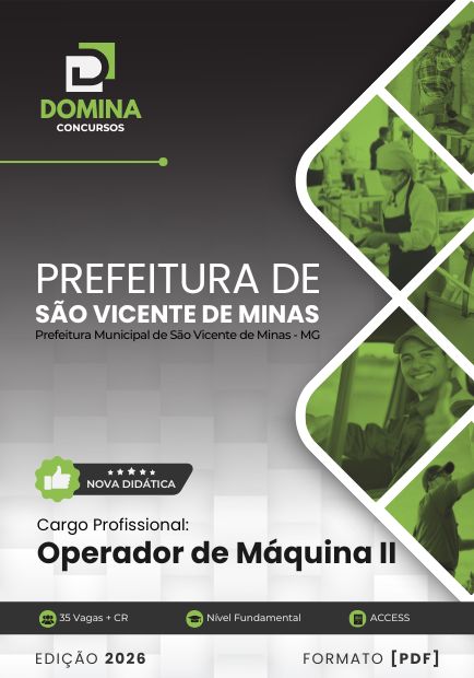 Operador de Máquina II São Vicente de Minas MG | Apostila 2026 1 Operador de Máquina II São Vicente de Minas MG | Apostila 2026