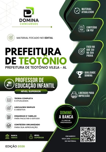 Professor de Educação Infantil Teotônio Vilela AL | Apostila 2026 1 Professor de Educação Infantil Teotônio Vilela AL | Apostila 2026