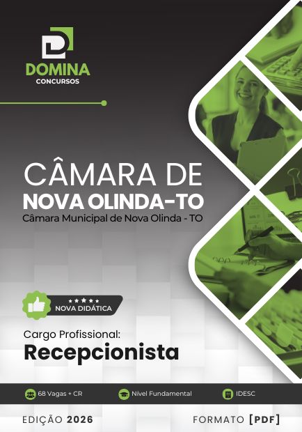 Recepcionista Câmara Nova Olinda TO | Apostila 2026 1 Recepcionista Câmara Nova Olinda TO | Apostila 2026