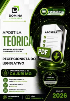 Recepcionista do Legislativo Câmara Cajuri MG | Apostila 2026