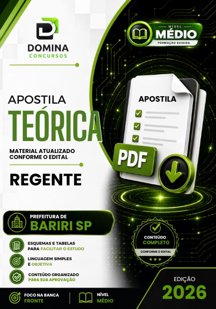 Regente Prefeitura Bariri SP | Apostila 2026 1 Regente Prefeitura Bariri SP | Apostila 2026