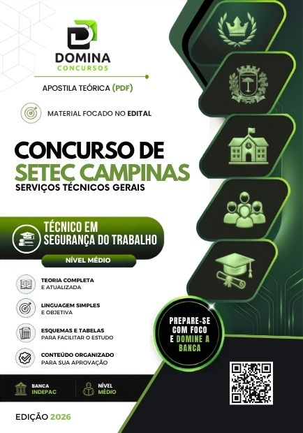 Técnico em Segurança do Trabalho SETEC Campinas SP | Apostila 2026 1 Técnico em Segurança do Trabalho SETEC Campinas SP | Apostila 2026