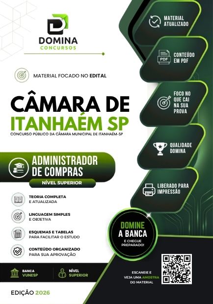 Administrador de Compras Câmara Itanhaém SP | Apostila 2026 1 Administrador de Compras Câmara Itanhaém SP | Apostila 2026