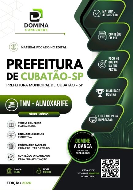 Almoxarife Cubatão SP | Apostila 2026 1 Almoxarife Cubatão SP | Apostila 2026