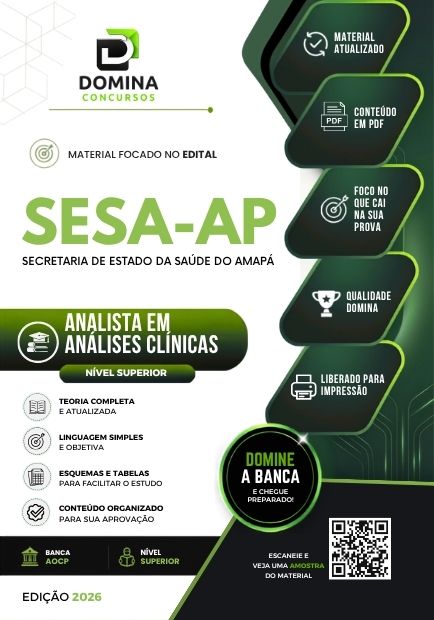 Analista em Análises Clínicas SESA AP | Apostila 2026 1 Analista em Análises Clínicas SESA AP | Apostila 2026