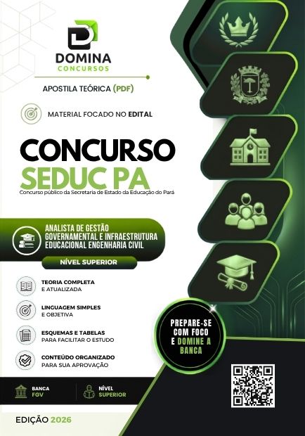 Analista Gestão Governamental Infraestrutura Engenharia Civil SEDUC PA | Apostila 2026 1 Analista Gestão Governamental Infraestrutura Engenharia Civil SEDUC PA | Apostila 2026