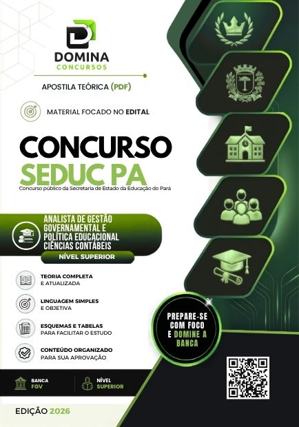Analista Gestão Governamental Política Educacional Ciências Contábeis SEDUC PA | Apostila 2026 1 Analista Gestão Governamental Política Educacional Ciências Contábeis SEDUC PA | Apostila 2026