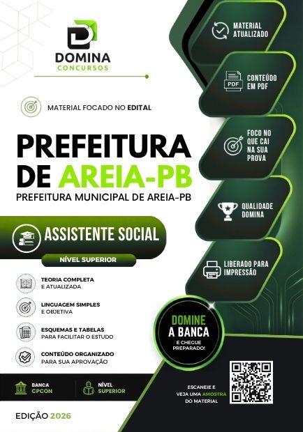 Assistente Social Areia PB | Apostila 2026 1 Assistente Social Areia PB | Apostila 2026