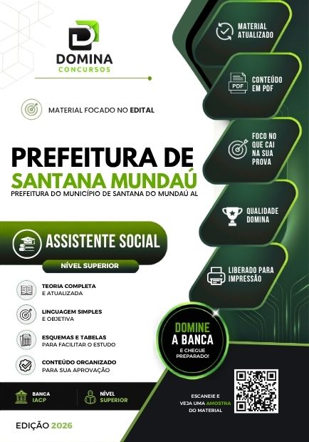 Assistente Social Santana do Mundaú AL | Apostila 2026 1 Assistente Social Santana do Mundaú AL | Apostila 2026