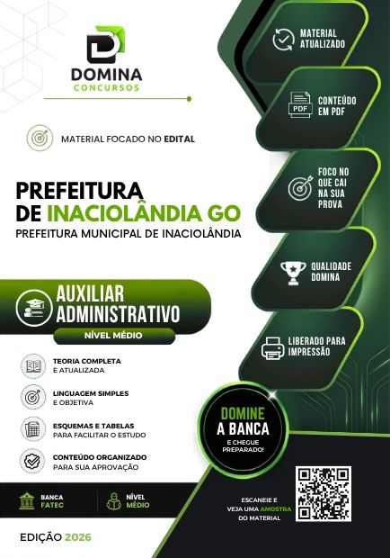 Auxiliar Administrativo Inaciolândia GO | Apostila 2026 1 Auxiliar Administrativo Inaciolândia GO | Apostila 2026