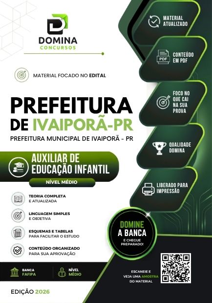 Auxiliar de Educação Infantil Ivaiporã PR | Apostila 2026 1 Auxiliar de Educação Infantil Ivaiporã PR | Apostila 2026