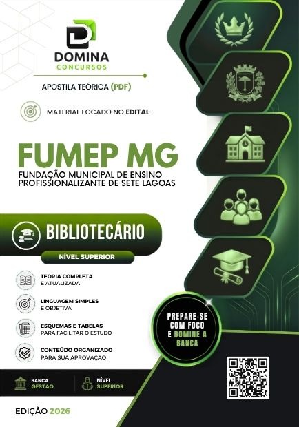 Bibliotecário FUMEP Sete Lagoas MG | Apostila 2026 1 Bibliotecário FUMEP Sete Lagoas MG | Apostila 2026