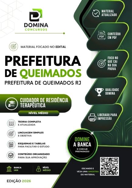 Cuidador de Residência Terapêutica Queimados RJ | Apostila 2026 1 Cuidador de Residência Terapêutica Queimados RJ | Apostila 2026