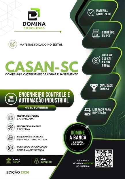 Engenheiro de Controle e Automação CASAN SC | Apostila 2026 1 Engenheiro de Controle e Automação CASAN SC | Apostila 2026