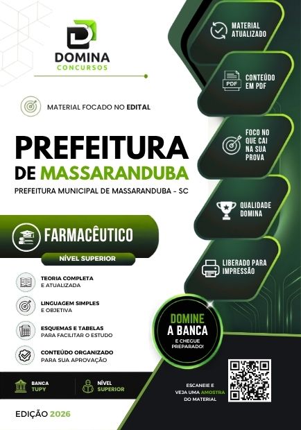 Farmacêutico Massaranduba SC | Apostila 2026 1 Farmacêutico Massaranduba SC | Apostila 2026