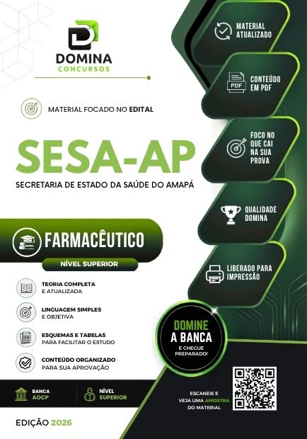 Farmacêutico SESA AP | Apostila 2026 1 Farmacêutico SESA AP | Apostila 2026