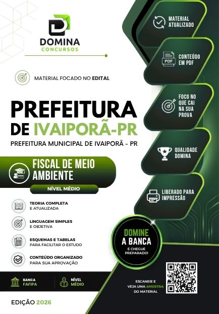 Fiscal de Meio Ambiente Ivaiporã PR | Apostila 2026 1 Fiscal de Meio Ambiente Ivaiporã PR | Apostila 2026