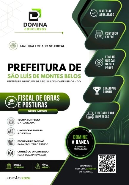 Fiscal de Obras e Posturas São Luís Montes Belos GO | Apostila 2026 1 Fiscal de Obras e Posturas São Luís Montes Belos GO | Apostila 2026