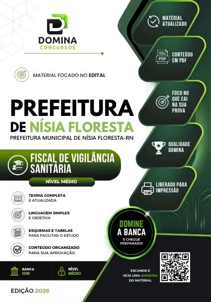 Fiscal de Vigilância Sanitária Nísia Floresta RN | Apostila 2026 1 Fiscal de Vigilância Sanitária Nísia Floresta RN | Apostila 2026