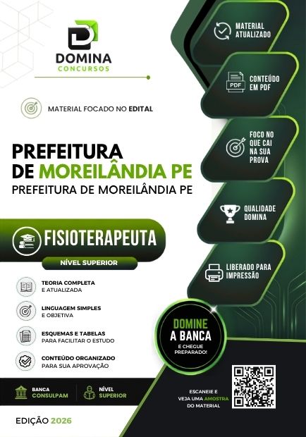 Fisioterapeuta Moreilândia PE | Apostila 2026 1 Fisioterapeuta Moreilândia PE | Apostila 2026