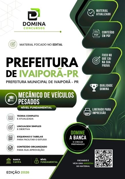 Mecânico de Veículos Pesados Ivaiporã PR | Apostila 2026 1 Mecânico de Veículos Pesados Ivaiporã PR | Apostila 2026
