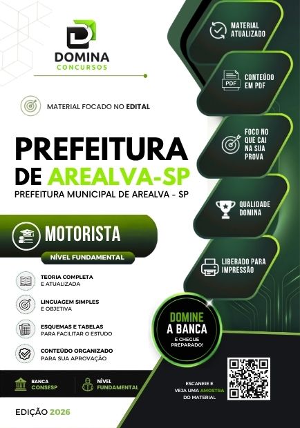 Motorista Arealva SP | Apostila 2026 1 Motorista Arealva SP | Apostila 2026
