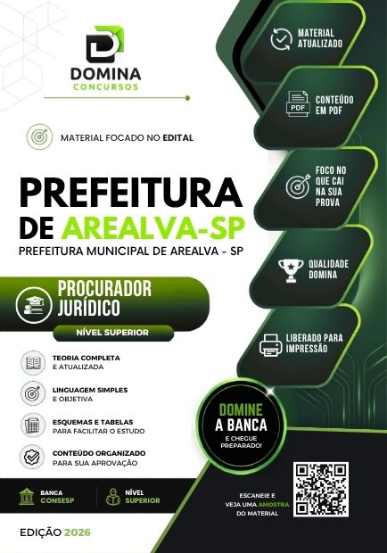Procurador Jurídico Arealva SP | Apostila 2026 1 Procurador Jurídico Arealva SP | Apostila 2026
