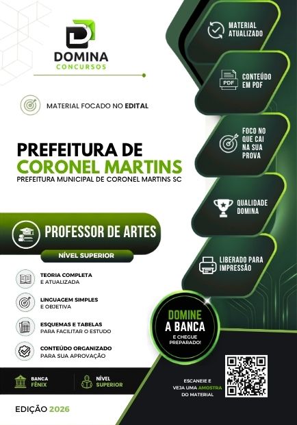 Professor de Artes Coronel Martins SC | Apostila 2026 1 Professor de Artes Coronel Martins SC | Apostila 2026